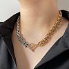 12MM Two Tone Brass Oval Link Chain OT Necklaces for Women NJEW-G189-01GP-1