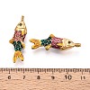 304 Stainless Steel and Enamel Pendants STAS-T068-99B-G-3
