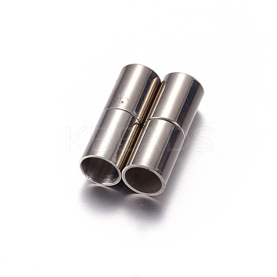 Tarnish Resistant Column 304 Stainless Steel Magnetic Clasps with Glue-in Ends STAS-I026-02-1