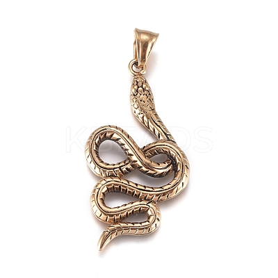 Fashionable Retro Halloween Jewelry 304 Stainless Steel Snake Pendants STAS-L017-105AG-1