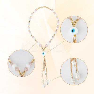Glass & Pearl Beaded Car Hanging Decorations HJEW-DR00019-1