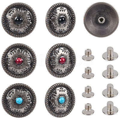 12 Sets 3 Colors Alloy Decorative Rivets BUTT-CP0001-07B-1