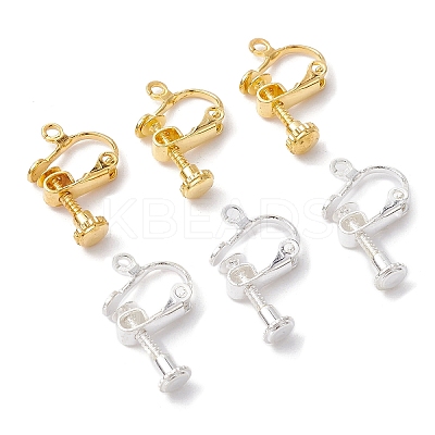 20Pcs 2 Colors Racking Plated Brass Clip-on Earring Findings KK-CJ0002-11-1