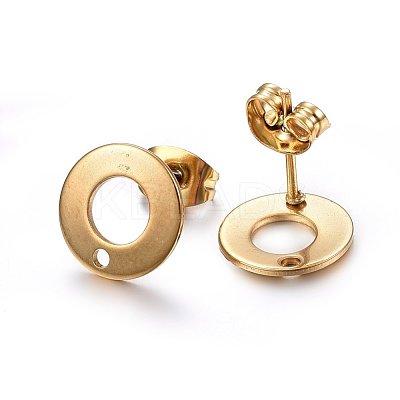 Ion Plating(IP) 304 Stainless Steel Stud Earring Findings X-STAS-H472-01G-1