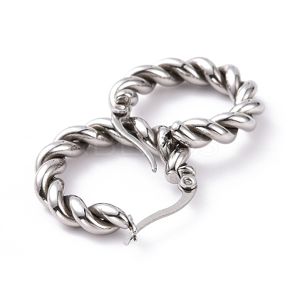Non-Tarnish 304 Stainless Steel Twist Rope Hoop Earrings for Women EJEW-G298-07B-P-1