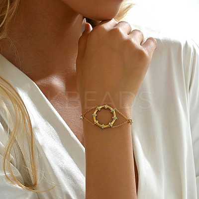 Elegant Stainless Steel Cubic Zirconia Ring Link Bracelets Design Women's Fashion Bracelet TT9408-1