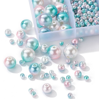 497Pcs 5 Style Rainbow ABS Plastic Imitation Pearl Beads OACR-YW0001-09B-1