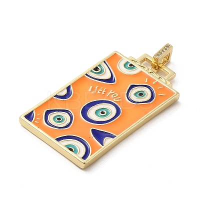 Brass Micro Pave Cubic Zirconia Pendant with Enamel KK-H458-02G-O02-1