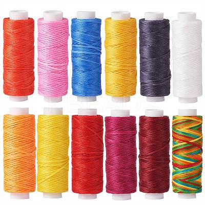 12Rolls 12 Colors Waxed Polyester Cord YC-SZ0001-03A-1