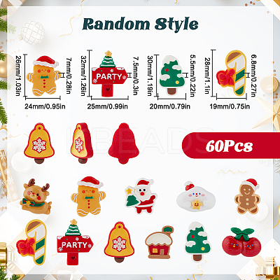 60cs 2 Styles Christmas Opaque Resin Decoden Cabochons RESI-SP0001-02B-1
