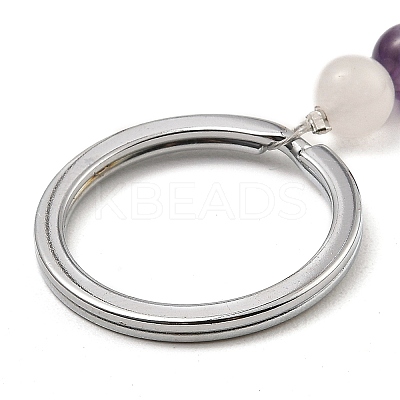 Natural Rose Quartz Cone Pendant Keychain G-Z033-08P-02-1