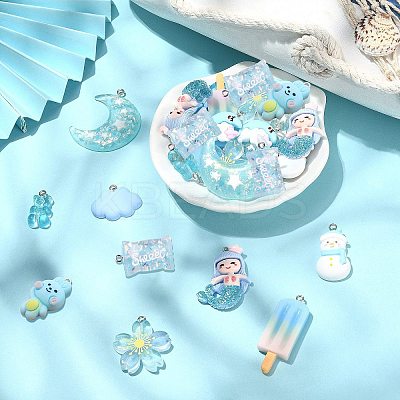 30Pcs 10 Styles Opaque & Transparent  Resin Pendants RESI-CJ0003-02-1
