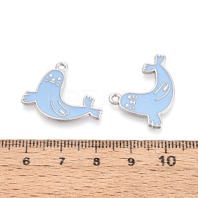 Rack Plating Alloy Enamel Sea Lion Pendants ENAM-T024-81A-P-1