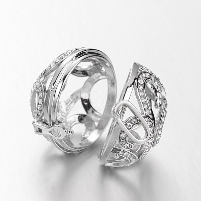 Eco-Friendly Rack Plating Brass Rhinestone Hollow Round Cage Pendants KK-M176-07P-NR-1