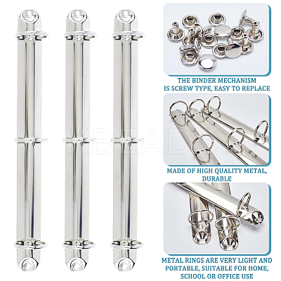 Iron Notebook 3-Ring Loose Leaf Book Binder Hinged Clamp FIND-WH20007-15F-P-1