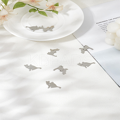 8Pcs 2 Style 304 Stainless Steel Kitten Pendants STAS-LP0003-60-1