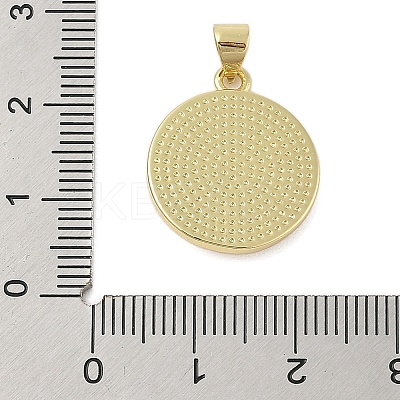 Flat Round Real 18K Gold Plated Rack Plating Brass Pendants KK-Z074-19G-03-1