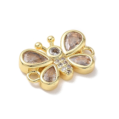 Brass Pave Cubic Zirconia Butterfly Links Connector Charms KK-L268-028G-03-1