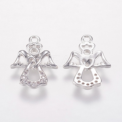 Brass Micro Pave Cubic Zirconia Charms X-KK-I613-09P-1