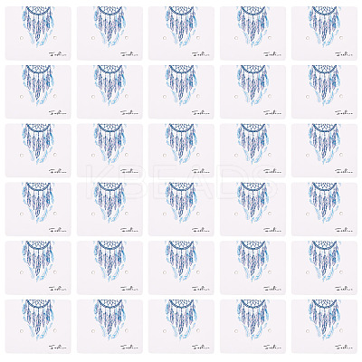 100Pcs Woven Web/Net with Feather Print Paper Jewelry Display Cards CDIS-TA0001-43-1