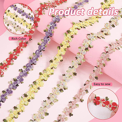 15 Yards 5 Colors Polyester Flower Lace Trim OCOR-PH0002-80-1