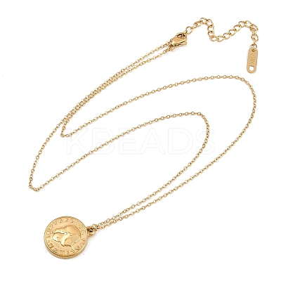 304 Stainless Steel Italian Coin Pendant Necklaces for Women NJEW-G176-01G-1