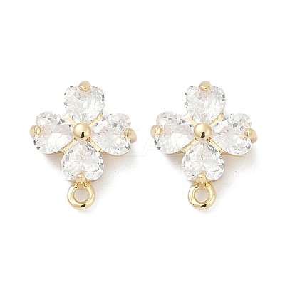 Brass Micro Pave Cubic Zirconia Stud Earring Findings KK-Z094-07G-1