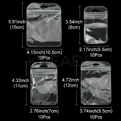 40Pcs 4 Styles Transparent Plastic Resealable Packaging Bags OPP-FS0001-10-1
