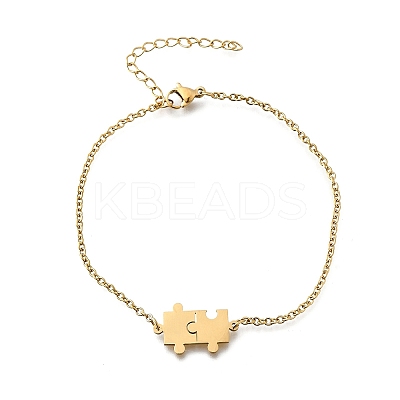 201 Stainless Steel Pulsera Puzzle Link Bracelets BJEW-B128-03G-1
