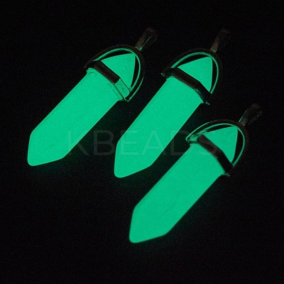 Synthetic Luminous Stone Double Terminated Pointed Pendants G-P359-03B-1