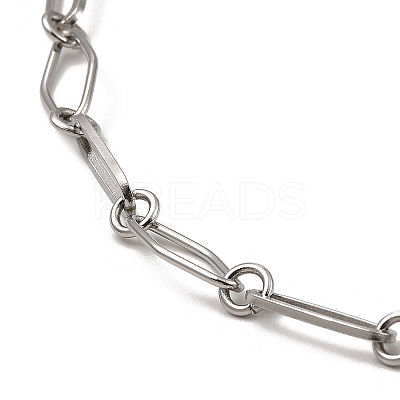 Non-Tarnish 304 Stainless Steel Rhombus & Oval Link Chain Necklace BJEW-B072-03P-1