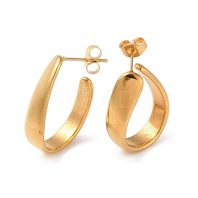 Ion Plating(IP) 304 Stainless Steel Teardrop Stud Earrings EJEW-H127-09G-1