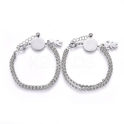 Tarnish Resistant 304 Stainless Steel Multi-strand Bracelets BJEW-G604-01P-1