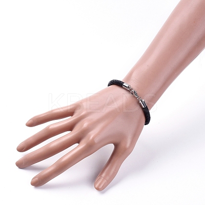 Unisex Braided Leather Cord Bracelets BJEW-JB04941-01-1