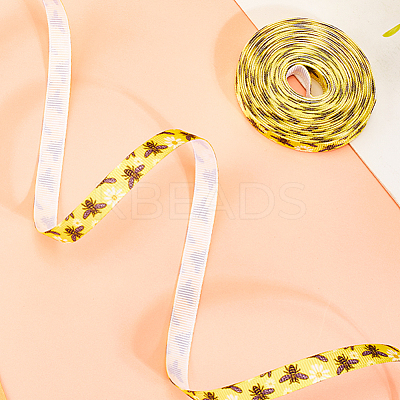 Polyester Bees Printed Grosgrain Ribbons LS-SRIB-WH20020-018C-1
