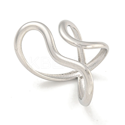 Non-Tarnish 304 Stainless Steel Open Cuff Ring for Women RJEW-A043-24P-1