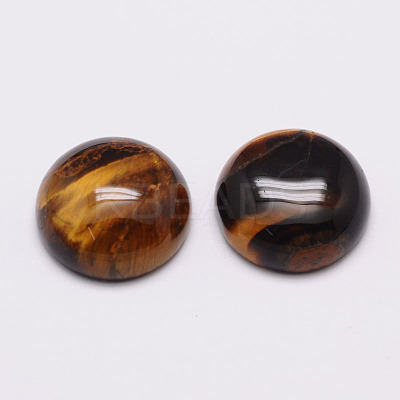 Half Round/Dome Natural Tiger Eye Cabochons X-G-K019-16mm-07-1