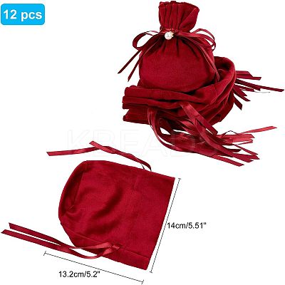Velvet Jewelry Bags with Drawstring & Plastic Imitation Pearl TP-NB0001-20A-1