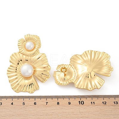 304 Stainless Steel ABS Plastic Pearl Stud Earrings for Women EJEW-U046-12C-G-1