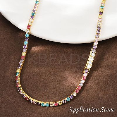925 Sterling Silver Colorful Cubic Zirconia Chains STER-C016-02B-G01-1