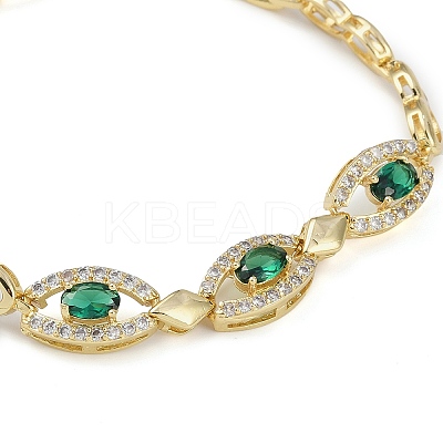 Cubic Zirconia Oval Link Chain Bracelet BJEW-Z069-01G-03-1