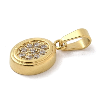 Ion Plating(IP) 304 Stainless Steel Micro Pave Cubic Zirconia Pendants STAS-Z107-02G-02-1