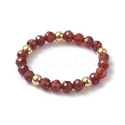 3Pcs Natural Gemstone Faceted Round Stretch Finger Rings RJEW-JR00636-1