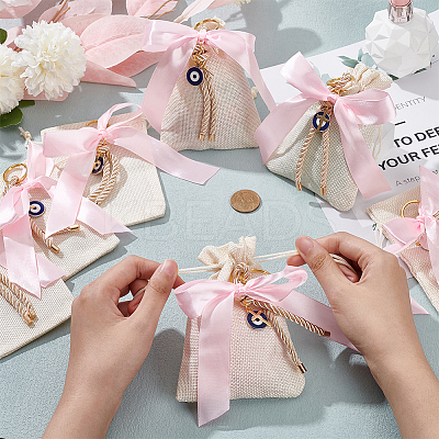 Rectangle Polyester Imitation Burlap Packing Pouches Drawstring Bags ABAG-AB00005-1