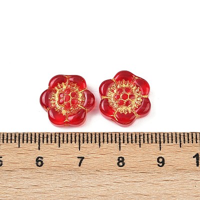 Baking Paint and Golden Metal Enlaced Glass Beads X-DGLA-T004-10F-1