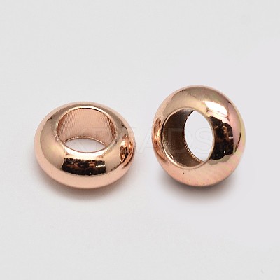 Brass Flat Round Spacer Beads KK-M085-10RG-NR-1