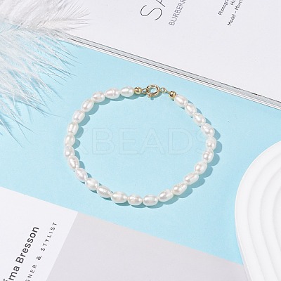 Grade A Natural Pearl Beaded Bracelets with Brass Spring Ring Clasps for Women BJEW-JB08037-1