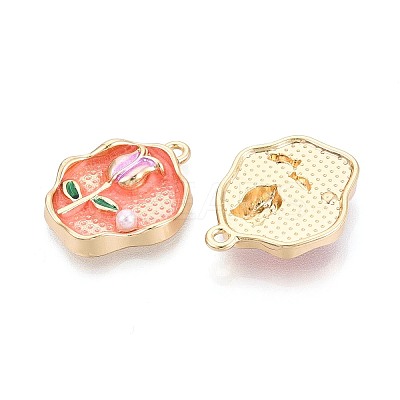 Rack Plating Alloy Enamel and ABS Imitation Pearl Pendants ENAM-T024-83A-G-1