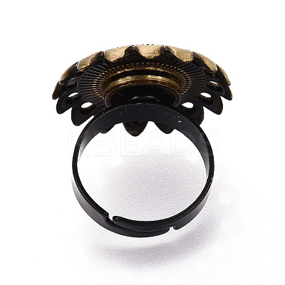 Adjustable Flower Alloy & Iron Bezel Cup Ring Base with Rotatable Tray MAK-T012-08AB-1