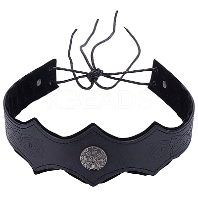 PU Leather & Alloy Headbands Hair Accessories for Women Girls OHAR-WH20009-02B-03-1